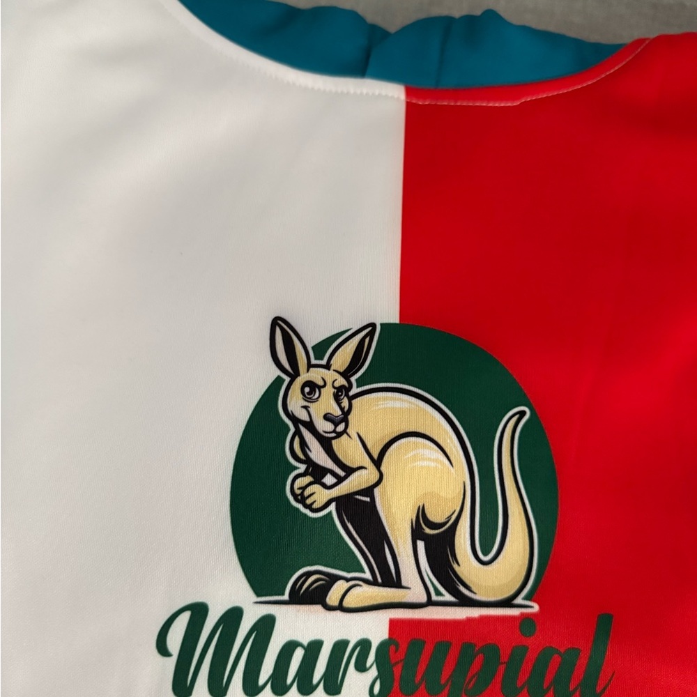 Red and White Marsupial Graphic Shirt